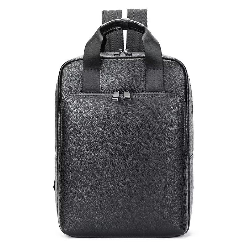 Mochilas Masculinas Couro Para Viagens Negócios Mochila Laptop - Preto