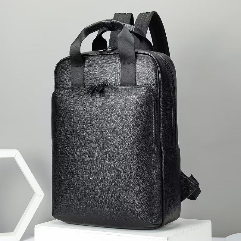 Mochilas Masculinas Couro Para Viagens Negócios Mochila Laptop - Preto