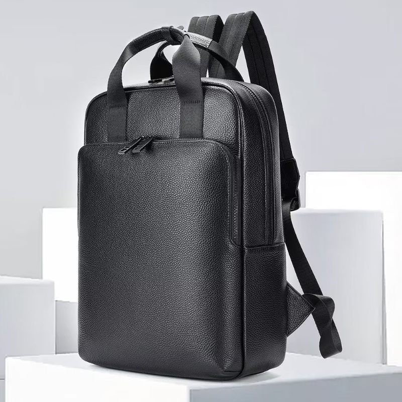 Mochilas Masculinas Couro Para Viagens Negócios Mochila Laptop - Preto