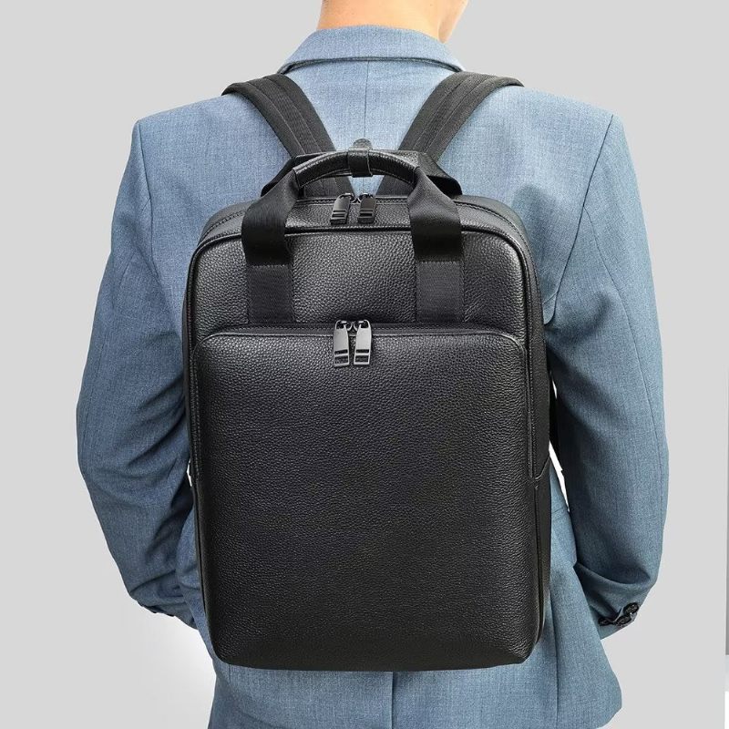 Mochilas Masculinas Couro Para Viagens Negócios Mochila Laptop - Preto