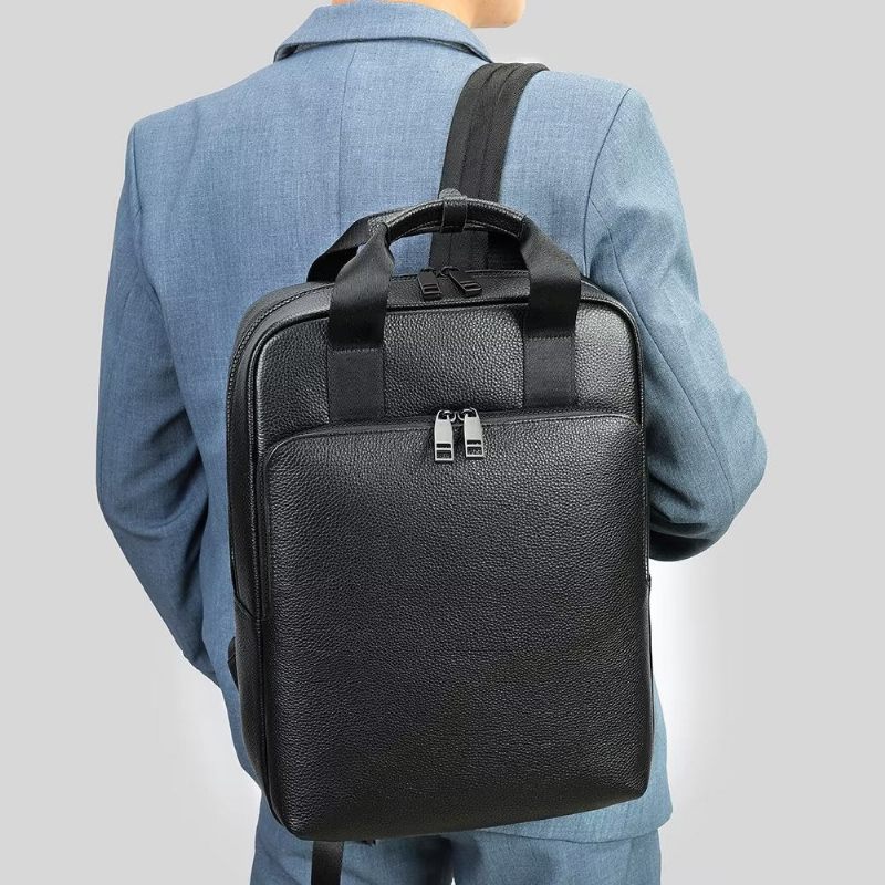 Mochilas Masculinas Couro Para Viagens Negócios Mochila Laptop - Preto