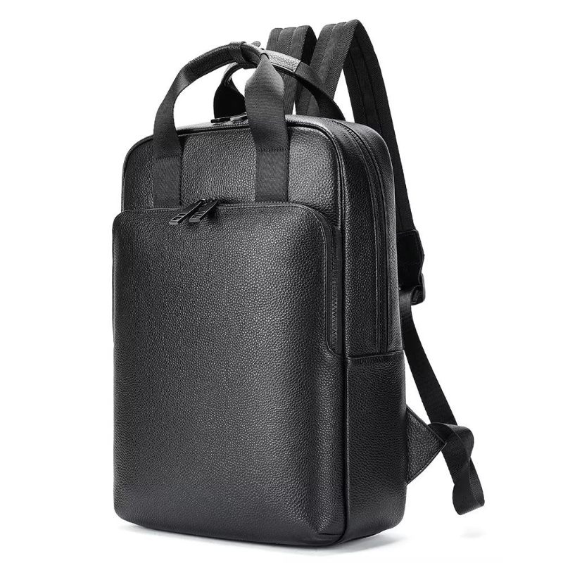 Mochilas Masculinas Couro Para Viagens Negócios Mochila Laptop - Preto