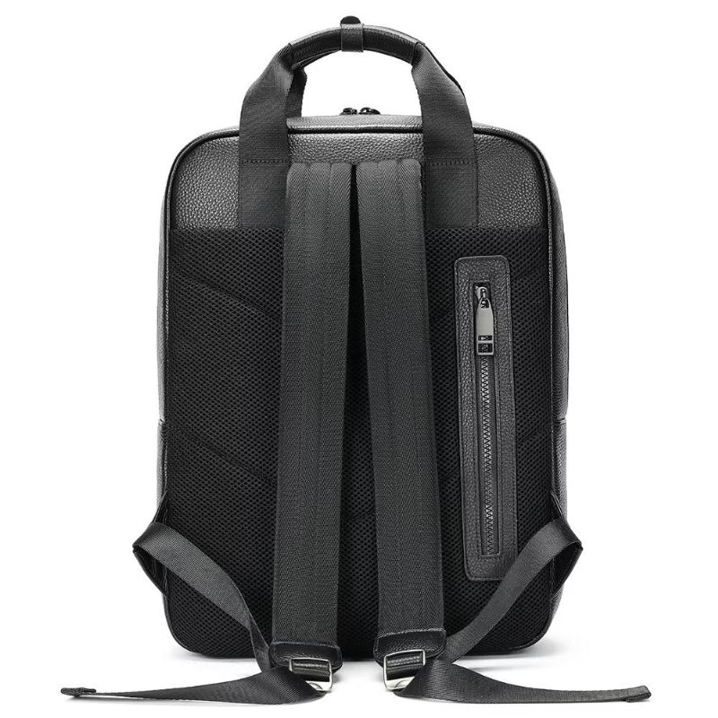 Mochilas Masculinas Couro Para Viagens Negócios Mochila Laptop - Preto