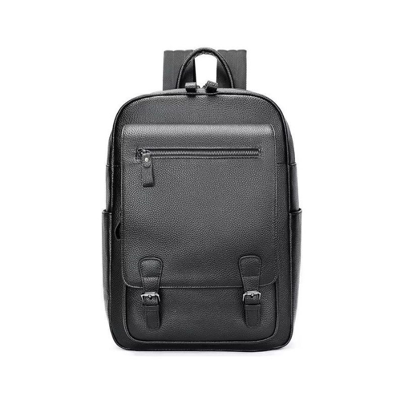 Mochilas Masculinas Couro Para Viagens Negócios Mochila Tecnológica - Preto