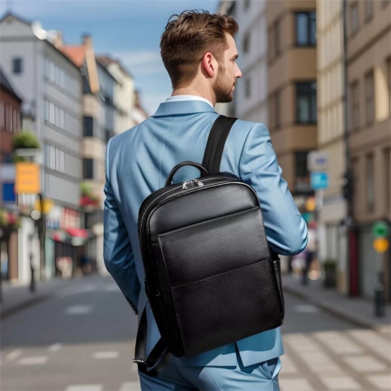 Mochilas Masculinas Estilo Soberano Bolsa Couro - Preto