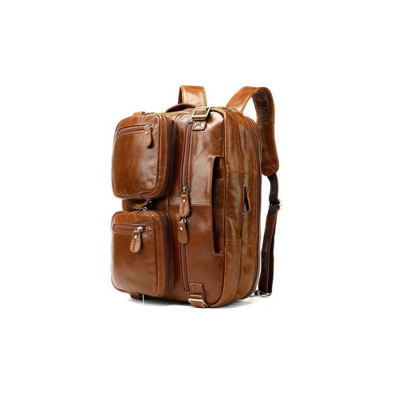 Mochilas Masculinas Luxo Em Couro Exótico Mochila Para Laptop Viagem - Marrom