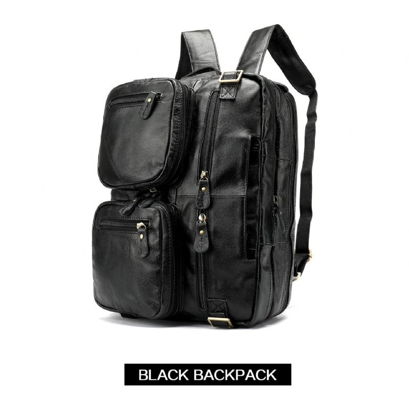 Mochilas Masculinas Luxo Em Couro Exótico Mochila Para Laptop Viagem - Preto