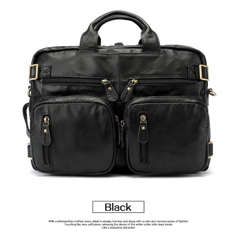 Mochilas Masculinas Luxo Em Couro Exótico Mochila Para Laptop Viagem - Preto