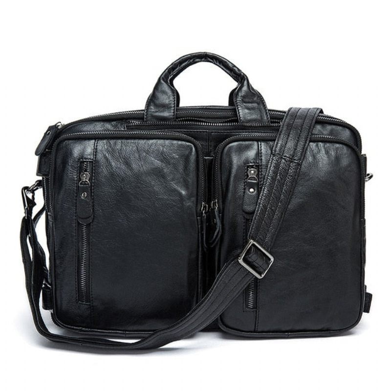 Mochilas Masculinas Luxo Em Couro Exótico Mochila Para Laptop Viagem - Preto