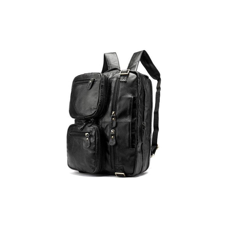 Mochilas Masculinas Luxo Em Couro Exótico Mochila Para Laptop Viagem - Preto Fosco