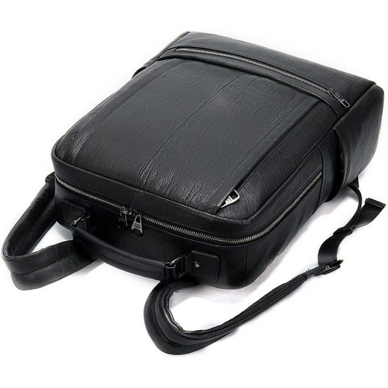 Mochilas Masculinas Luxo Em Couro Exótico Para Laptop Mochila Viagem - Preto