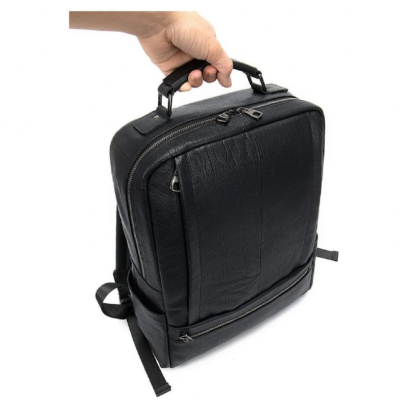 Mochilas Masculinas Luxo Em Couro Exótico Para Laptop Mochila Viagem - Preto