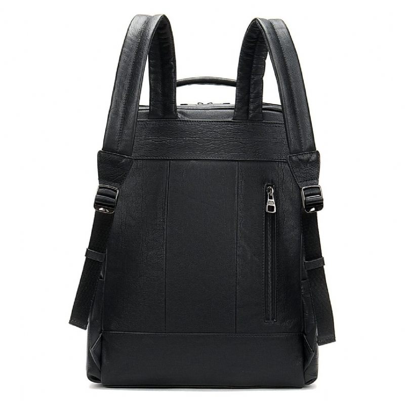 Mochilas Masculinas Luxo Em Couro Exótico Para Laptop Mochila Viagem - Preto