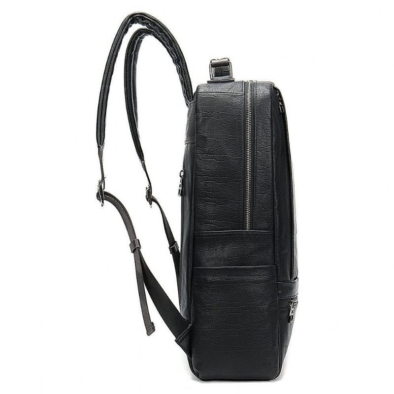 Mochilas Masculinas Luxo Em Couro Exótico Para Laptop Mochila Viagem - Preto