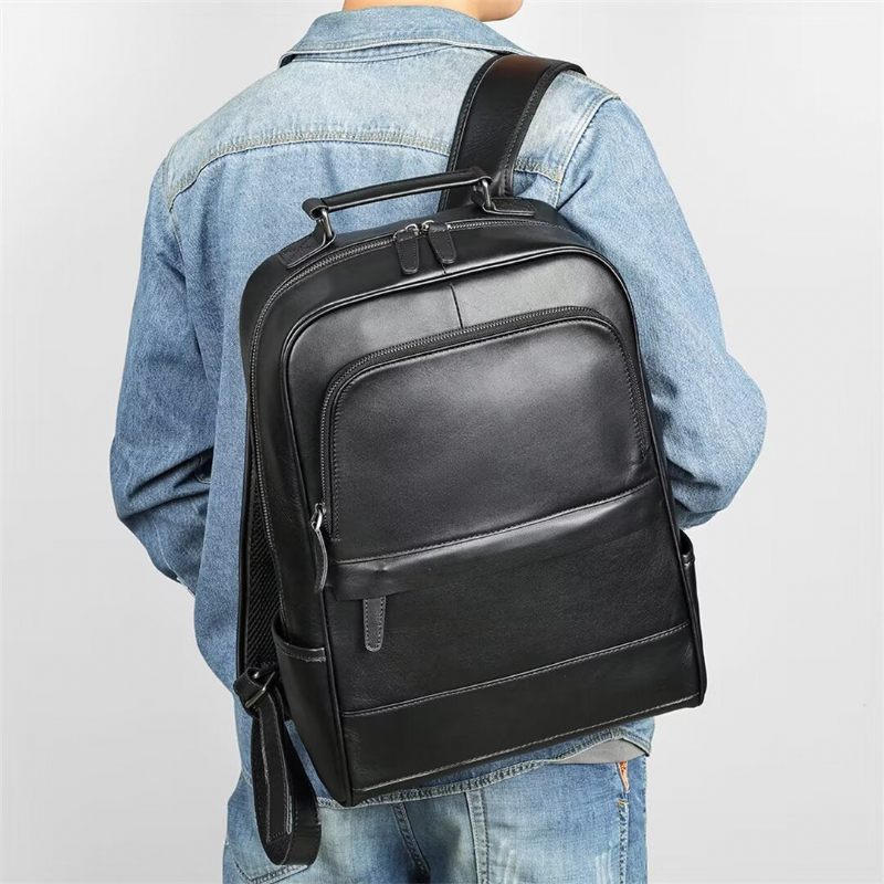 Mochilas Masculinas Luxuosas Bolsa Couro Voyager - Preto1