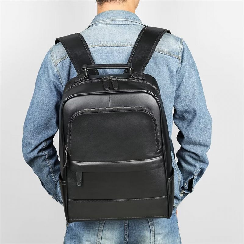 Mochilas Masculinas Luxuosas Bolsa Couro Voyager - Preto1