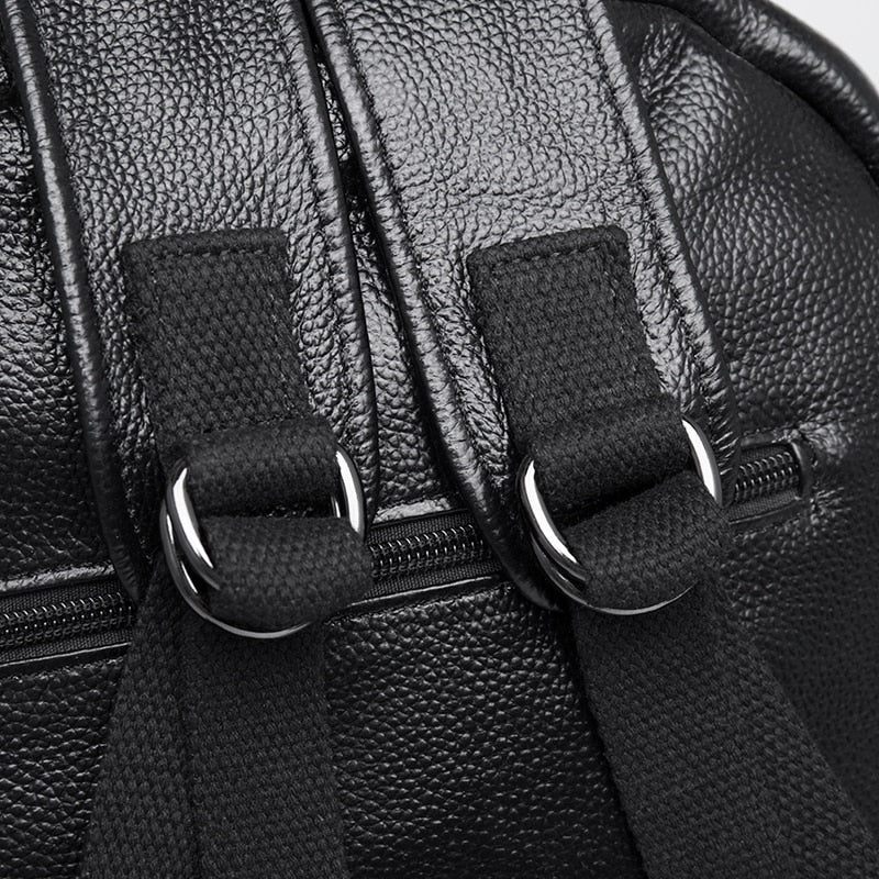 Mochilas Masculinas Luxuosas Croctex Plissadas Em Couro Com Zíper - Preto