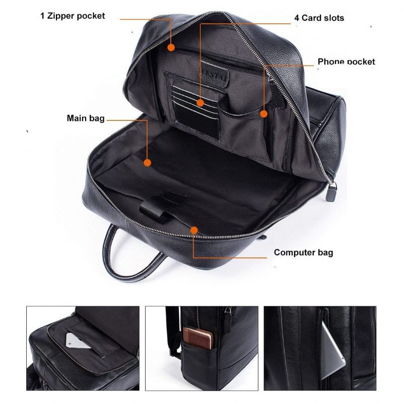 Mochilas Masculinas Luxuosas Exóticas Anti-roubo Para Laptop Mochila Softback Viagem - Preto