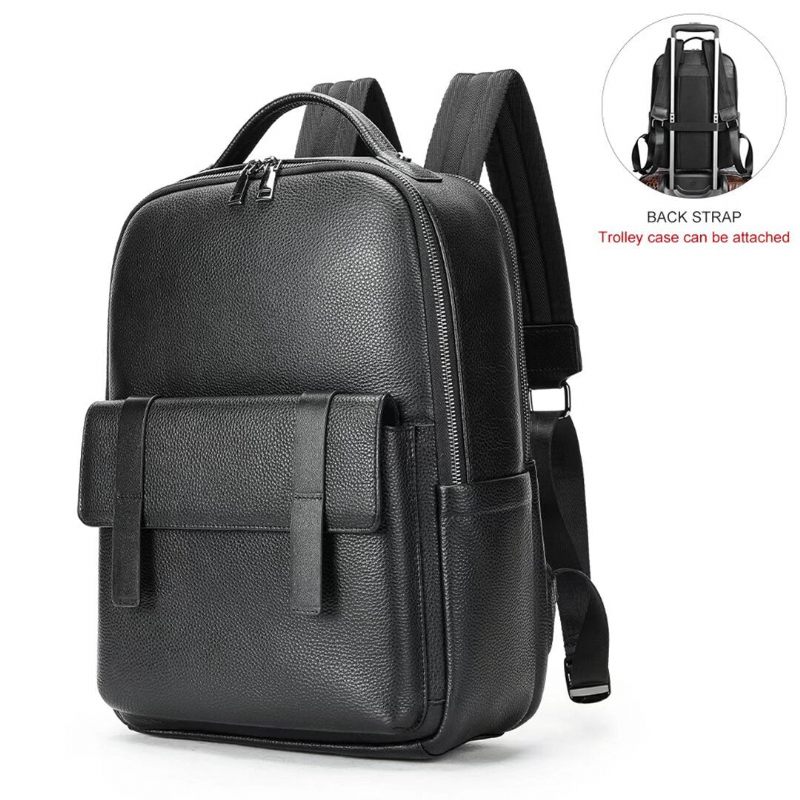 Mochilas Masculinas Metropolitan Sleek Leather Tote - Preto