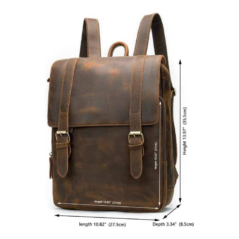 Mochilas Masculinas Vintage Luxury Air Cushion Mochila Couro - Café