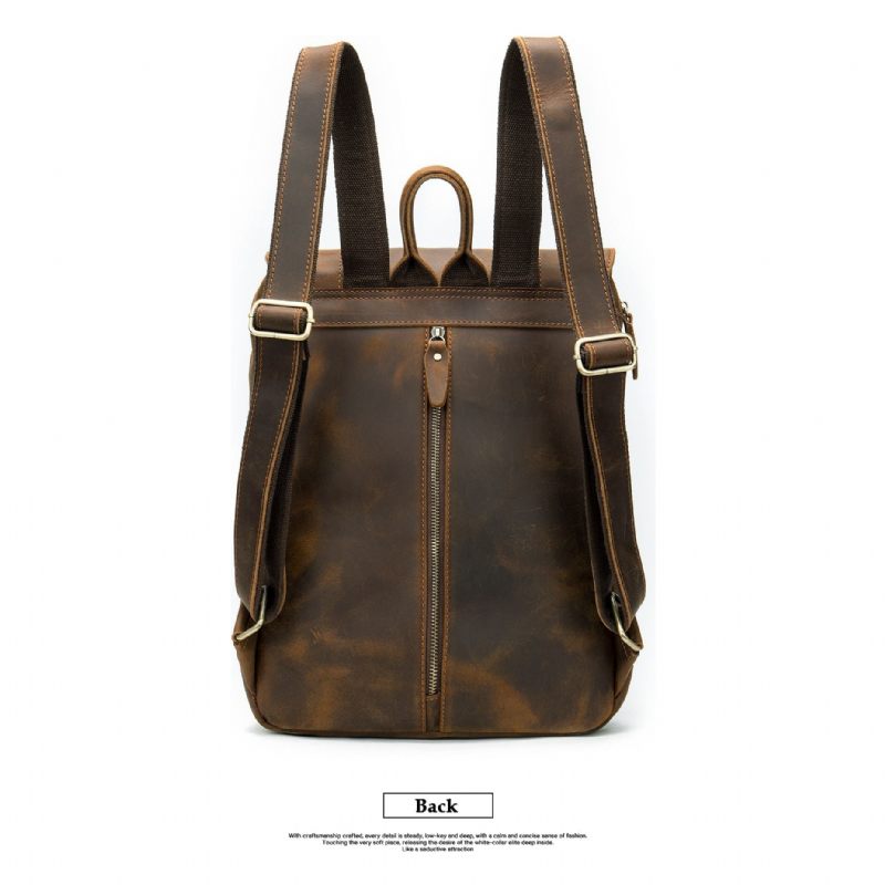 Mochilas Masculinas Vintage Luxury Air Cushion Mochila Couro - Café