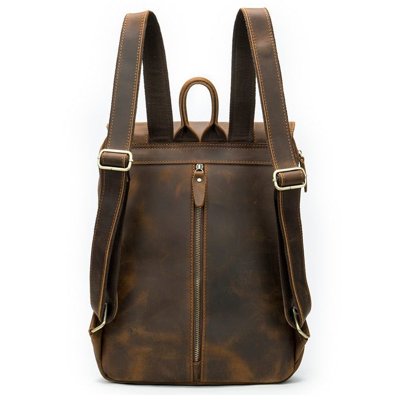 Mochilas Masculinas Vintage Luxury Air Cushion Mochila Couro - Café