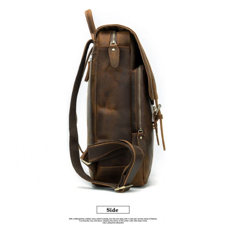 Mochilas Masculinas Vintage Luxury Air Cushion Mochila Couro - Café