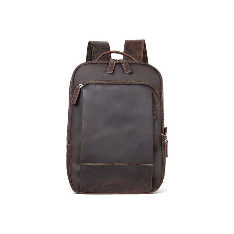 Mochilas Masculinas Vintage Luxury Leather Laptop Travel Daypack