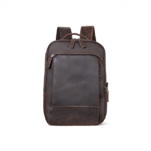 Mochilas Masculinas Vintage Luxury Leather Laptop Travel Daypack