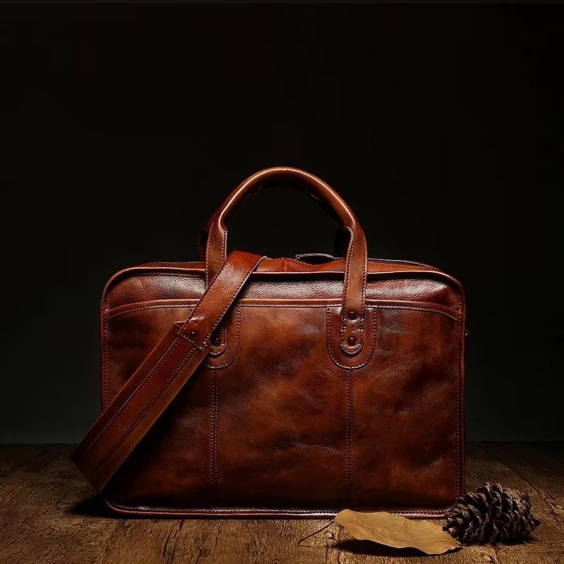 Pastas Masculinas Couro Bolsa Viagem Elegante Luxo - Marrom