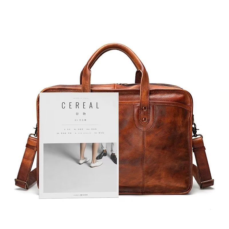 Pastas Masculinas Couro Bolsa Viagem Elegante Luxo - Marrom