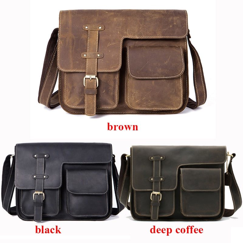 Pastas Masculinas Luxo Couro Exótico Vintage Aba Crossbody Maleta - Preto