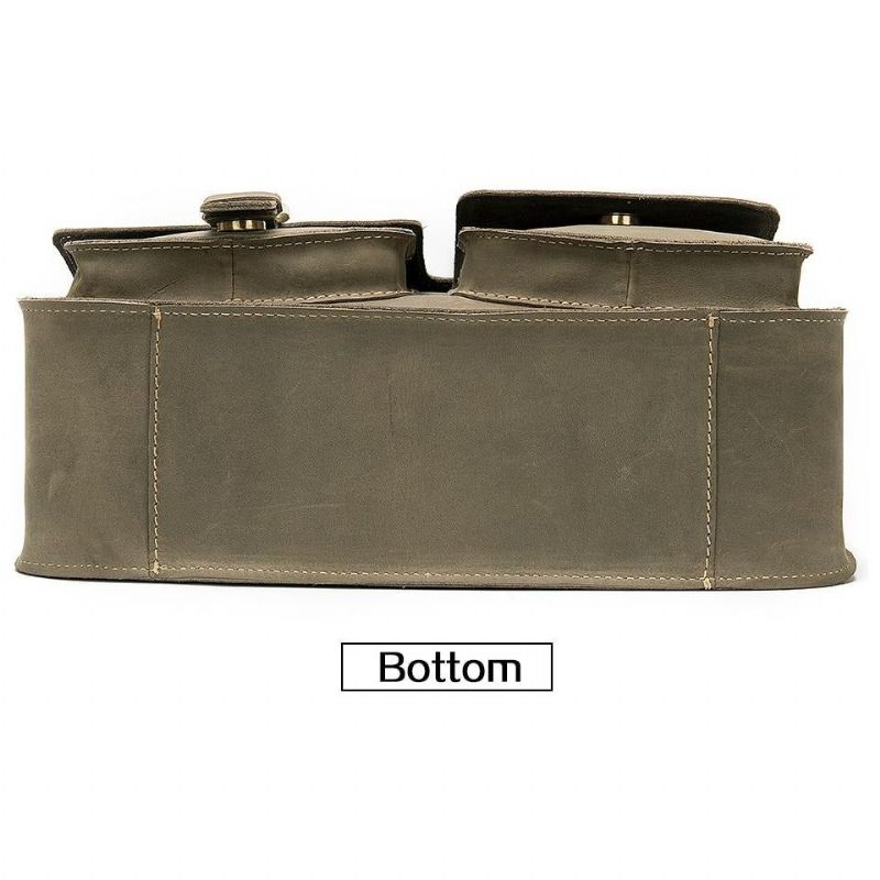 Pastas Masculinas Luxo Couro Exótico Vintage Aba Crossbody Maleta - Café