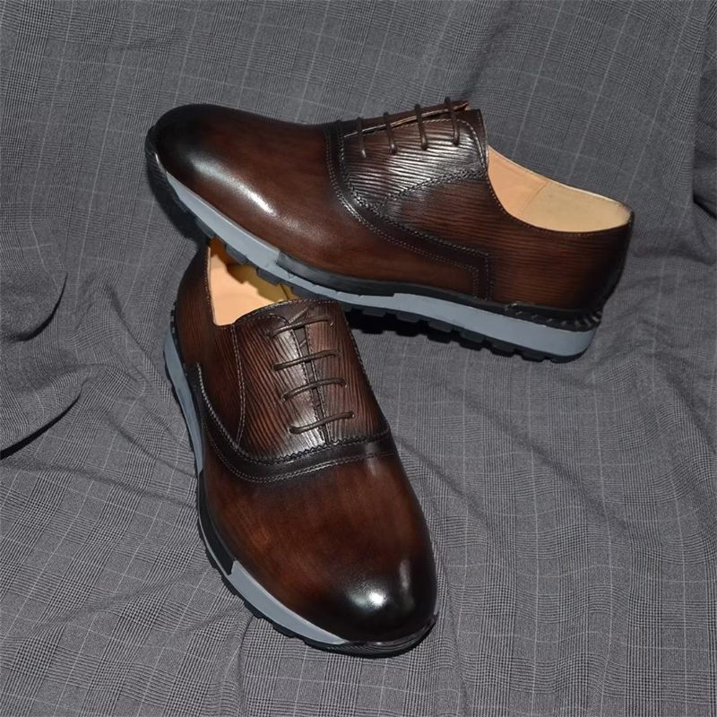 Sapatos Casuais Masculinos Chic Urbanite Couro Lace-ups - Café