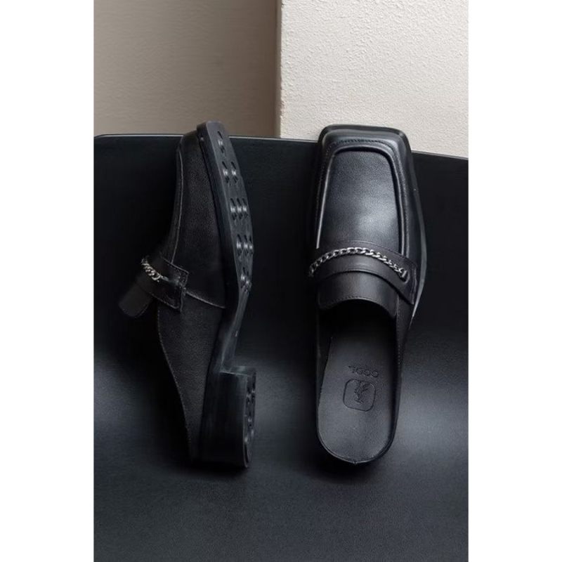 Sapatos Casuais Masculinos Chinelos Praia Negócios - Preto