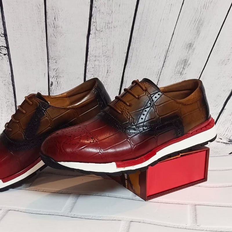 Sapatos Casuais Masculinos Chiques Cano Baixo - Vermelho