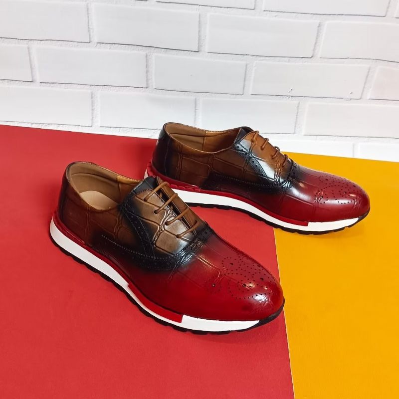 Sapatos Casuais Masculinos Chiques Cano Baixo - Vermelho