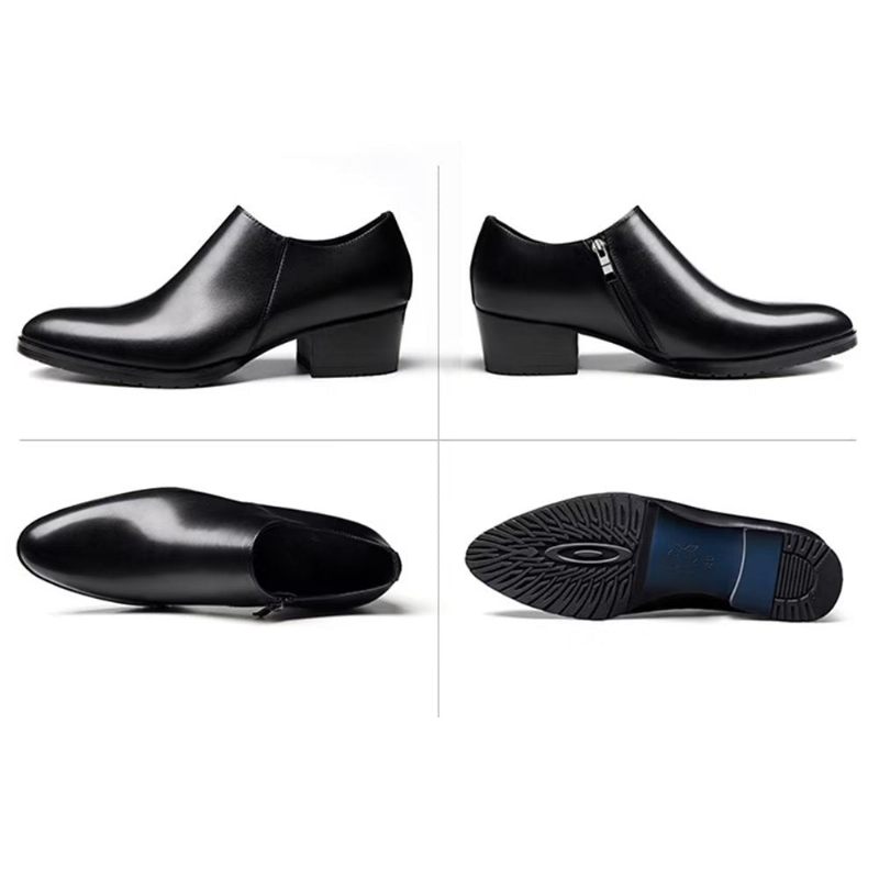 Sapatos Casuais Masculinos Chiques Couro Vaca Pontiagudo Slip-ons - Preto