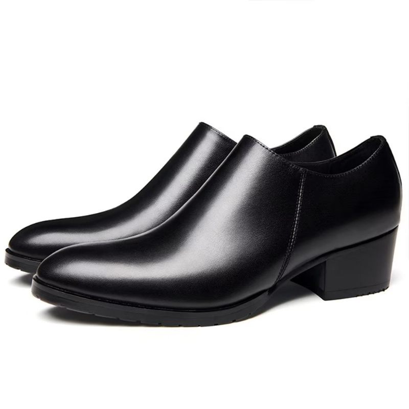 Sapatos Casuais Masculinos Chiques Couro Vaca Pontiagudo Slip-ons - Preto