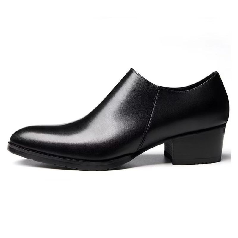 Sapatos Casuais Masculinos Chiques Couro Vaca Pontiagudo Slip-ons - Preto