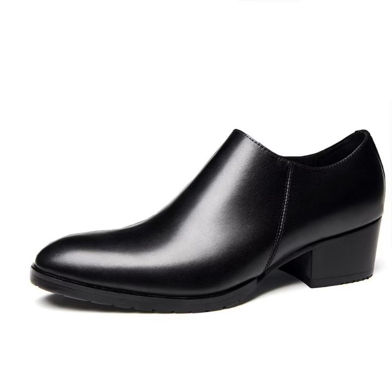 Sapatos Casuais Masculinos Chiques Couro Vaca Pontiagudo Slip-ons - Preto