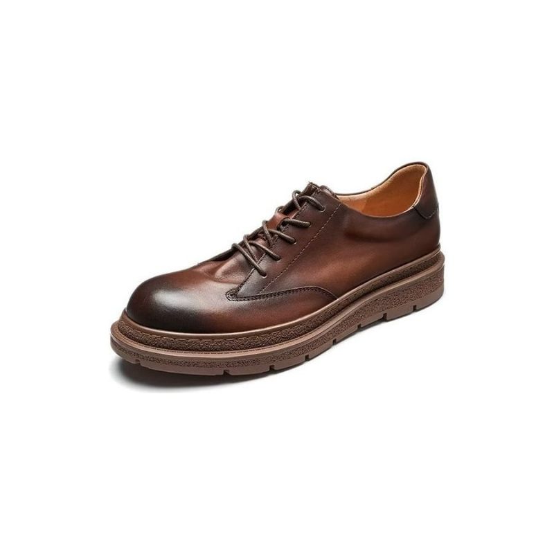 Sapatos Casuais Masculinos Com Dedo Redondo - Café