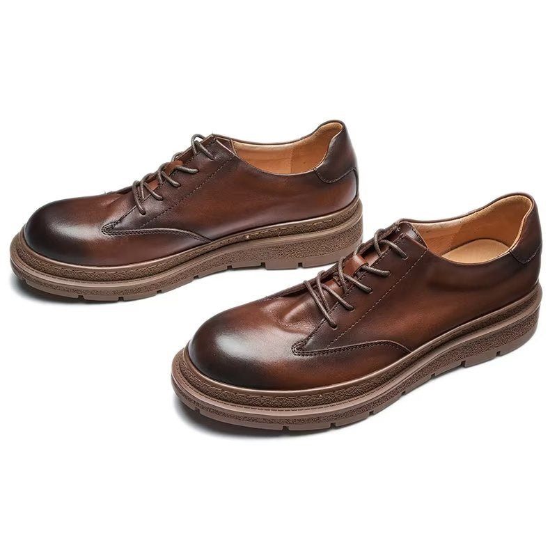 Sapatos Casuais Masculinos Com Dedo Redondo - Café