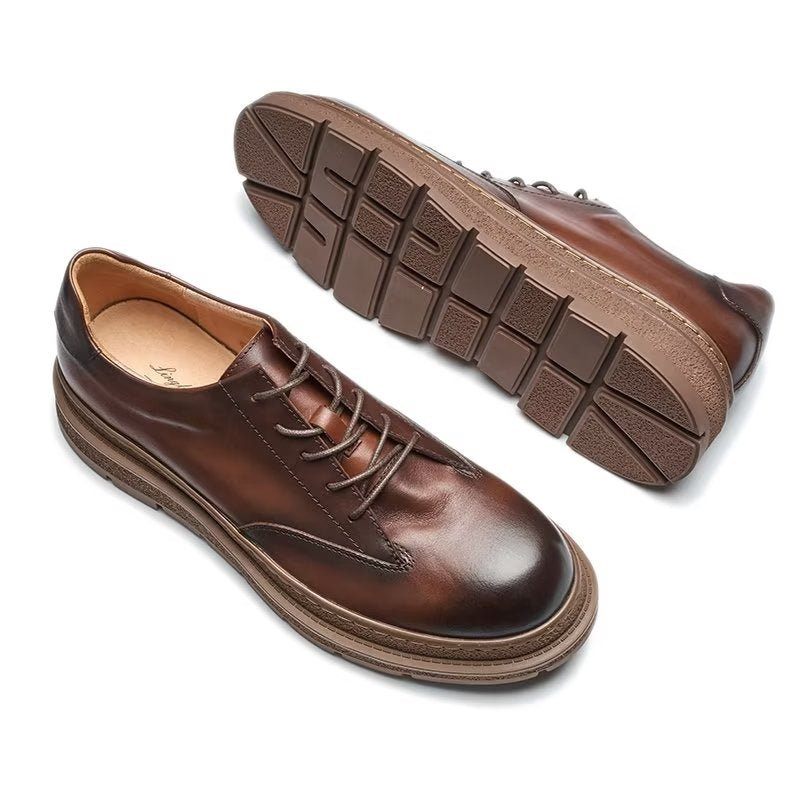 Sapatos Casuais Masculinos Com Dedo Redondo - Café