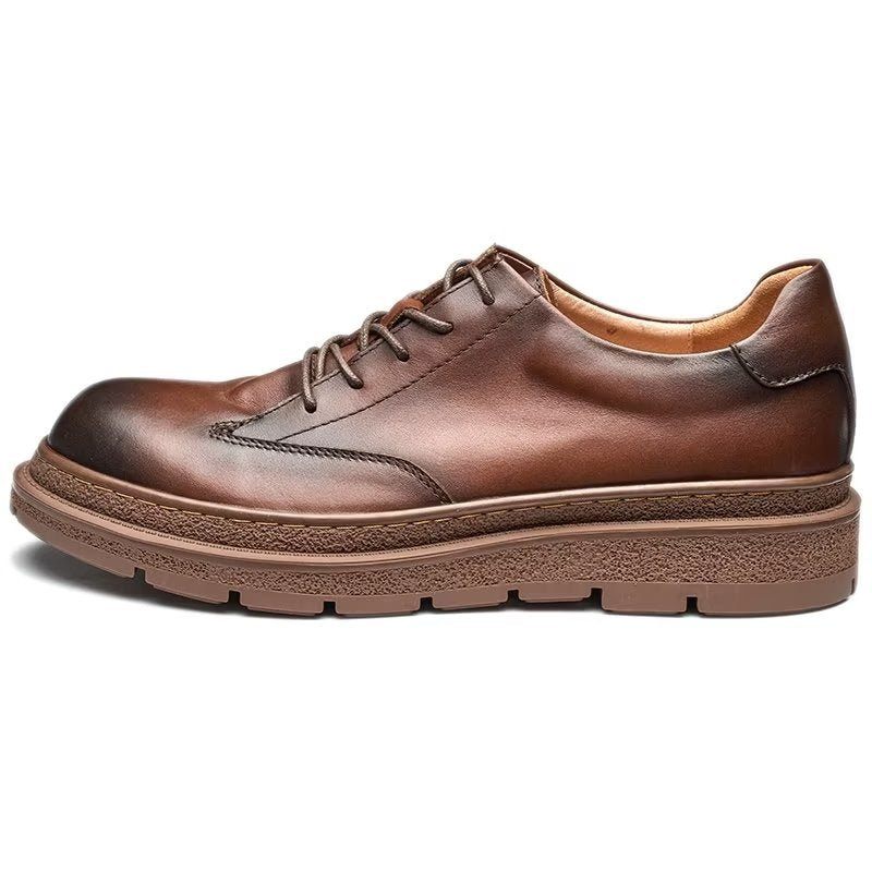 Sapatos Casuais Masculinos Com Dedo Redondo - Café