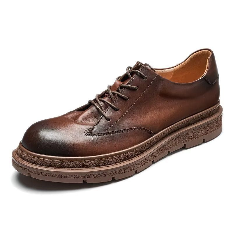 Sapatos Casuais Masculinos Com Dedo Redondo - Café