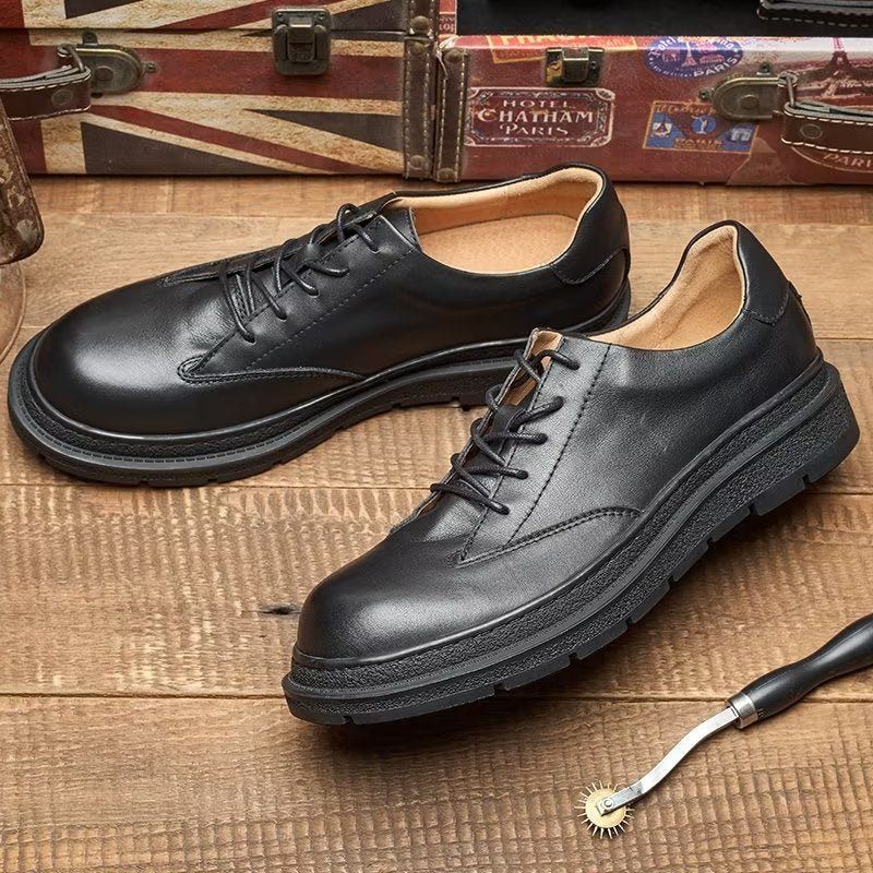 Sapatos Casuais Masculinos Com Dedo Redondo - Preto