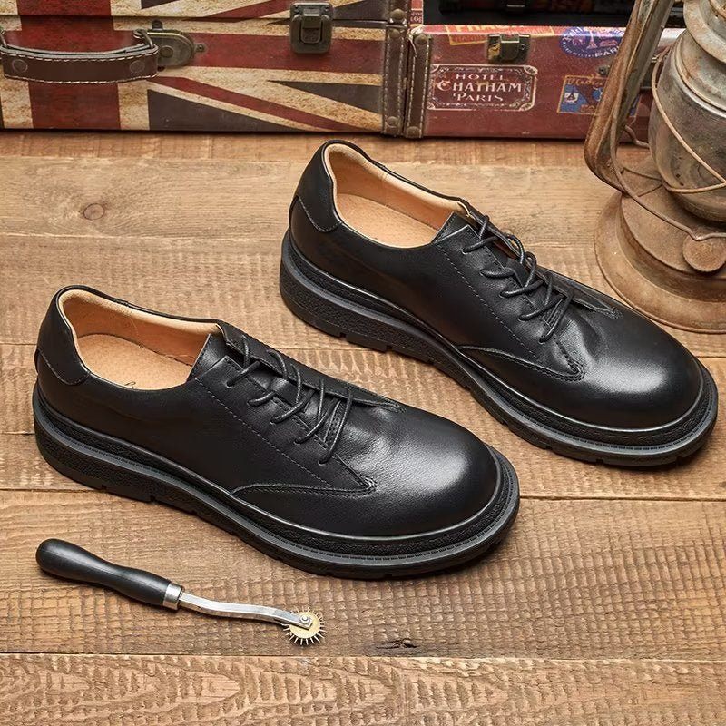 Sapatos Casuais Masculinos Com Dedo Redondo - Preto