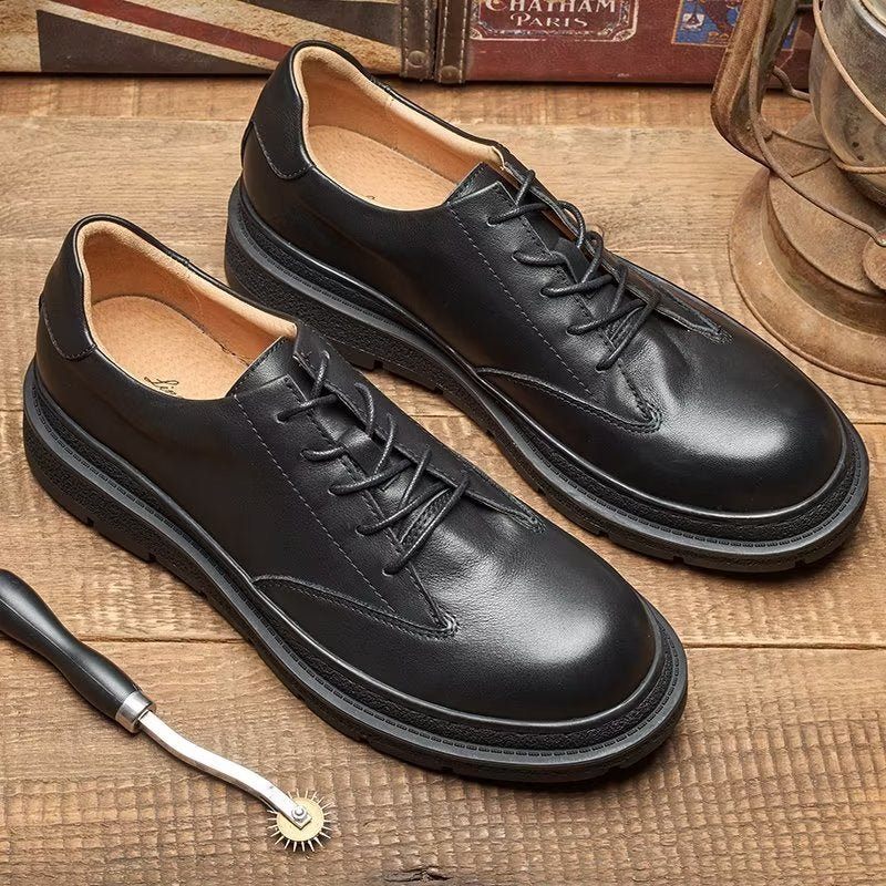 Sapatos Casuais Masculinos Com Dedo Redondo - Preto