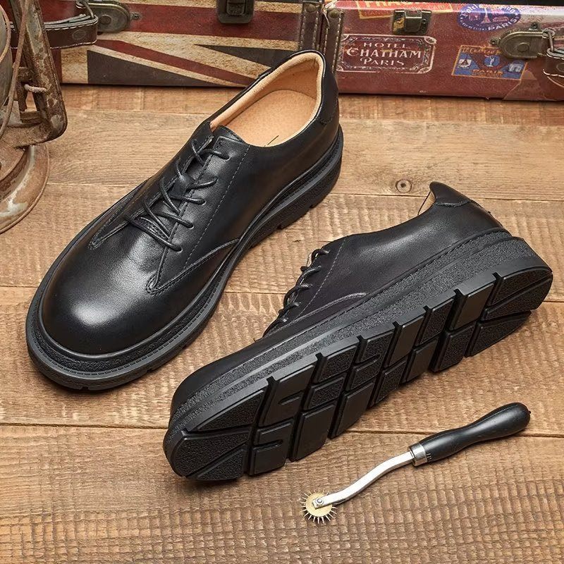 Sapatos Casuais Masculinos Com Dedo Redondo - Preto